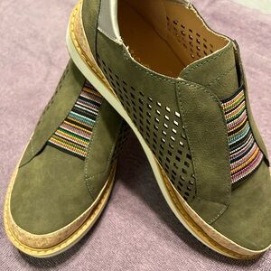 Olive Green Suede Slip-On Sneakers